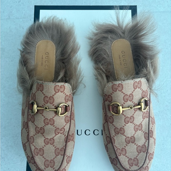 Gucci Printed fur canvas mules - Picture 6 of 6